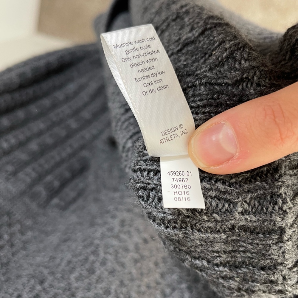 Athleta BOREALIS HOODIE SWEATER DRESS Gray Knit Dress Merino Wool Cozy Size M - Picture 16 of 16